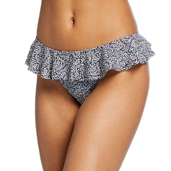 Tory Burch Printed Ruffle Swim Bottoms Ditsy Leaf Size XL - Picture 1 of 10